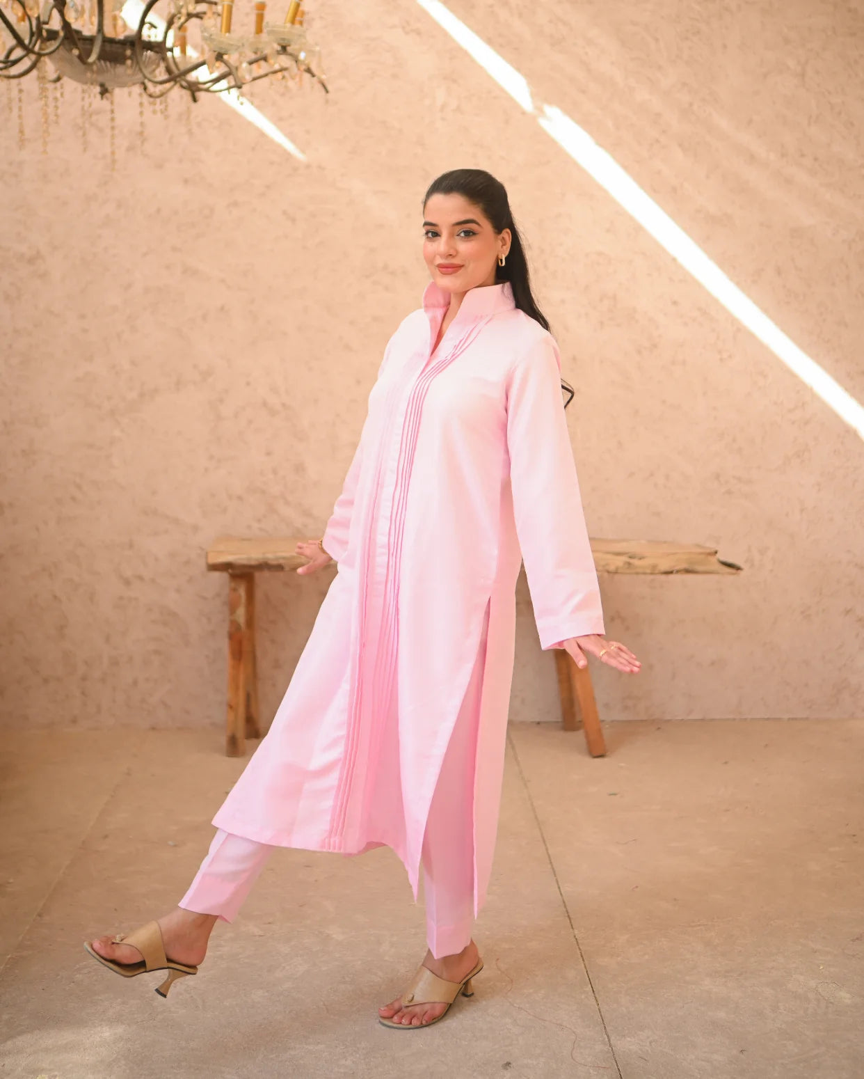 Zauk- 2PC Misty Rose Rawsilk