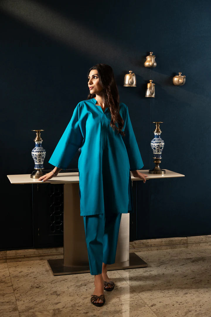 Jannat Tahir- Teal cotton suit