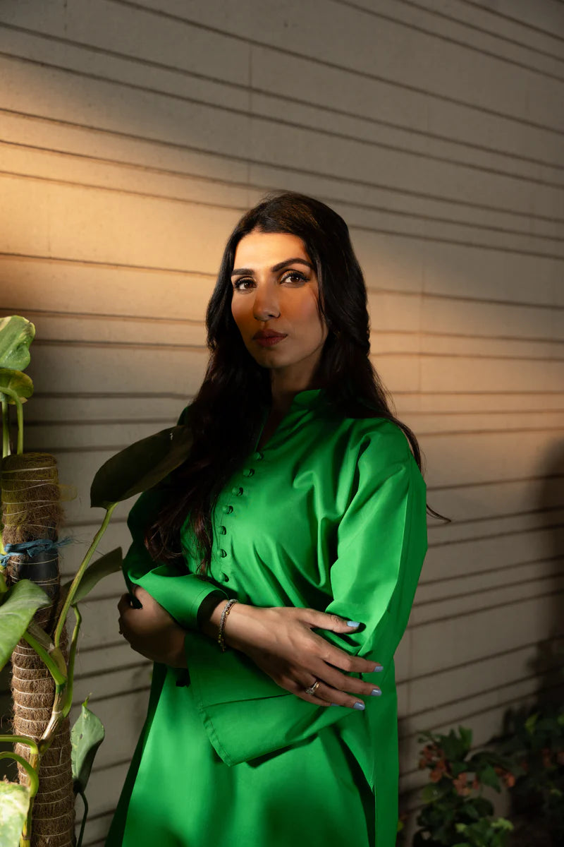 Jannat Tahir- Green cotton suit