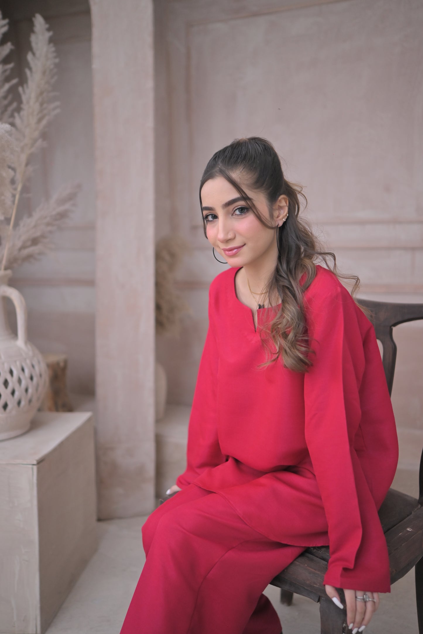Zauk- 2PC Deep Pink Rawsilk