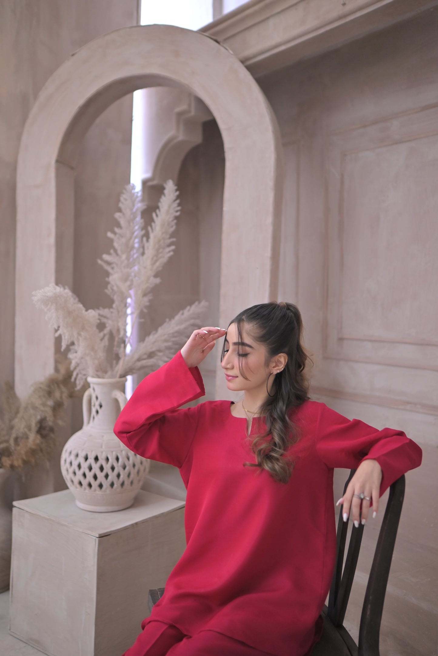 Zauk- 2PC Deep Pink Rawsilk