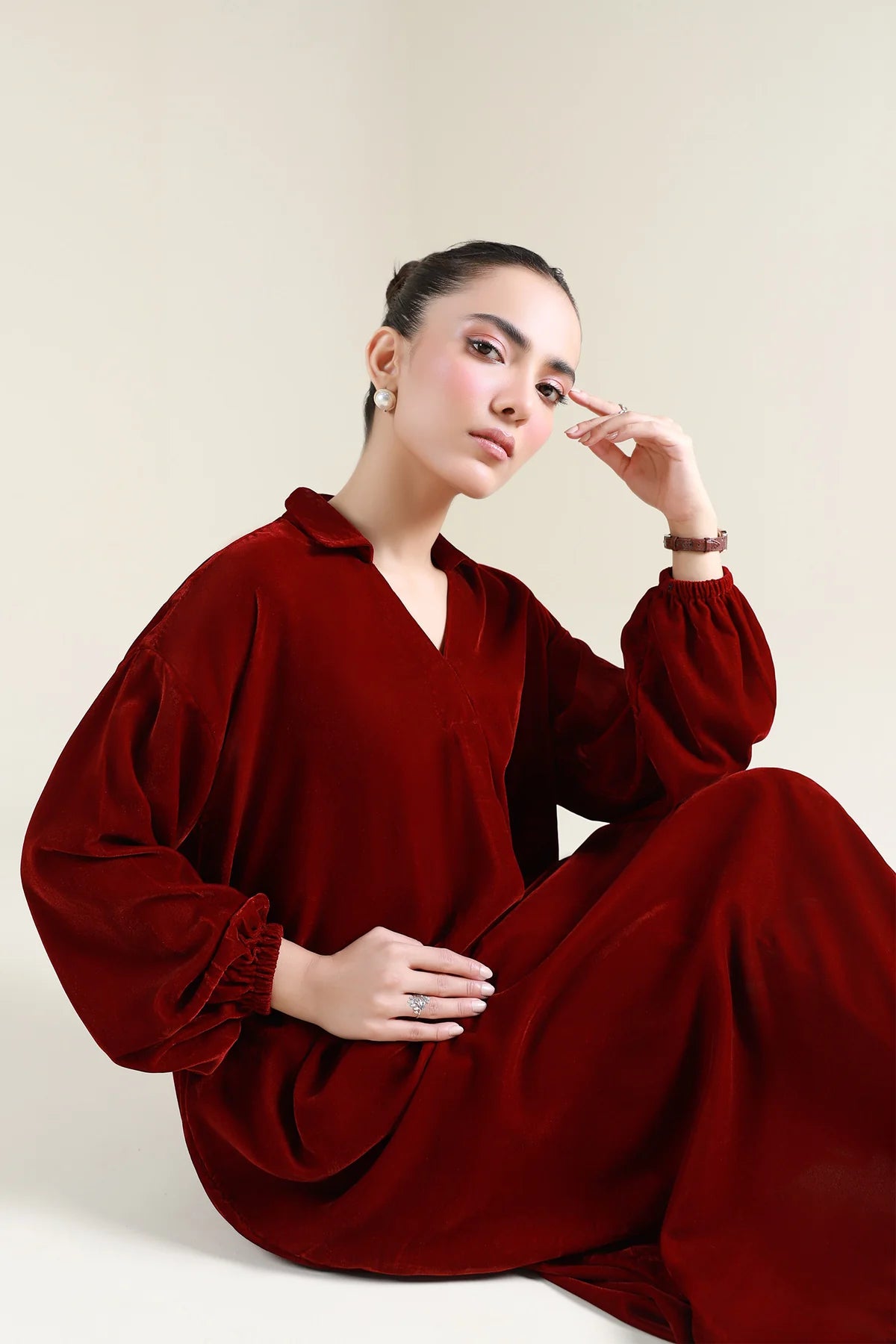 Maria B: Dyed Velvet Shirt