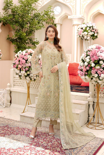 Ricamo- Green Embellished Suit