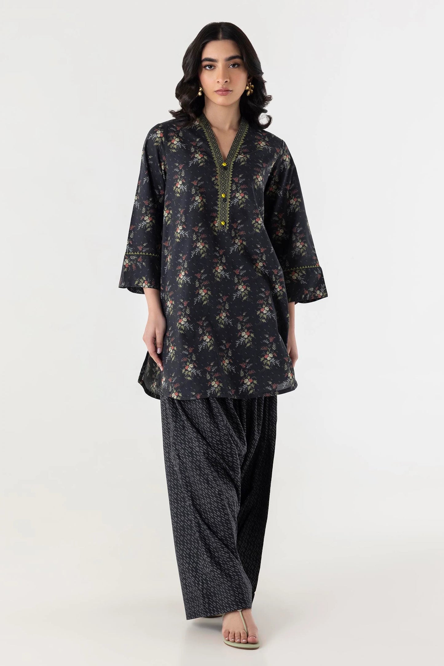 Sana Safinaz- Printed Lawn Shirt + Bottom 2 Pc