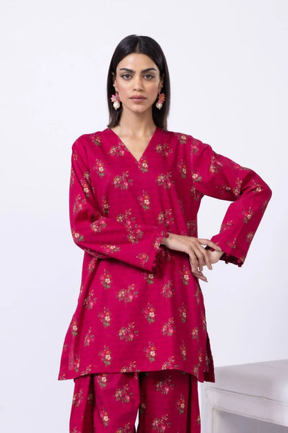 Khaadi- Red Crosshatch printed 2 PC