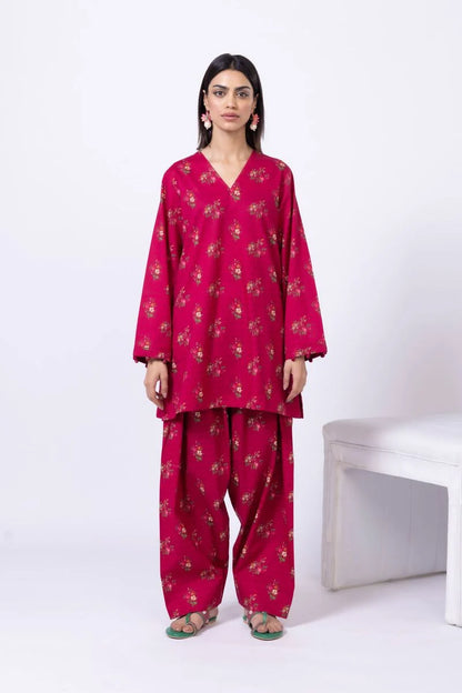 Khaadi- Red Crosshatch printed 2 PC