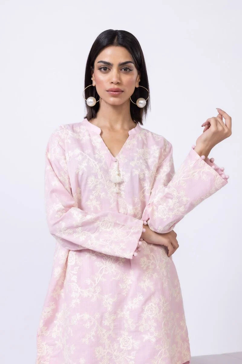 Khaadi- Crosshatch Poplin Pink 2 Pc