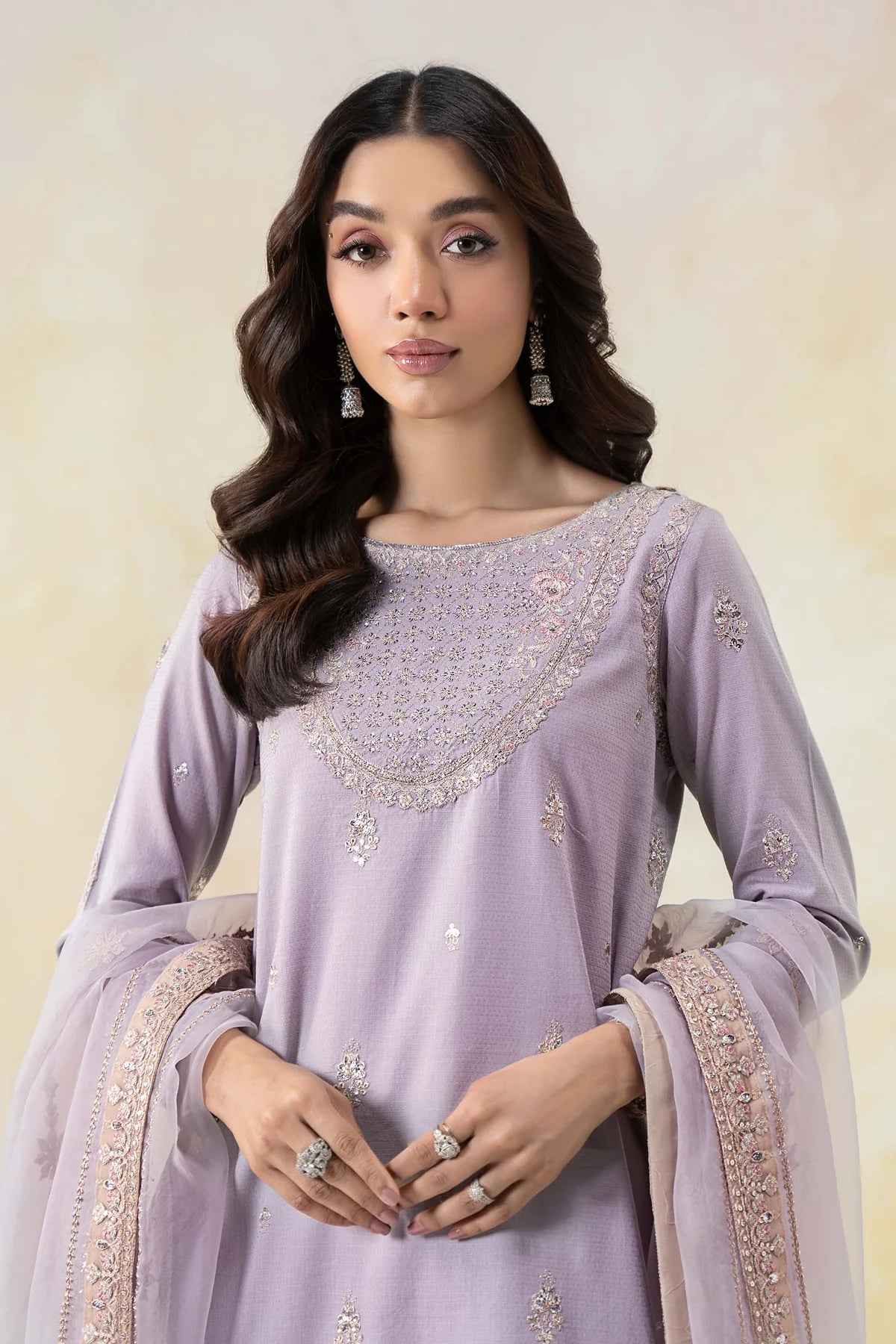 Maria.B- 3 Piece Embroidered Dobby Lawn Suit