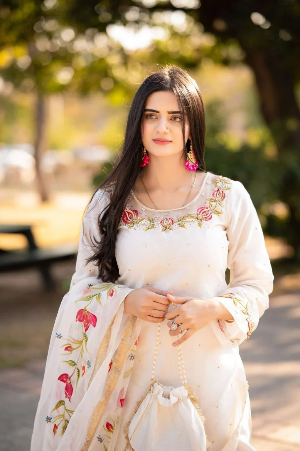 Rivaaj Fashion- White Sheesha Silk Suit