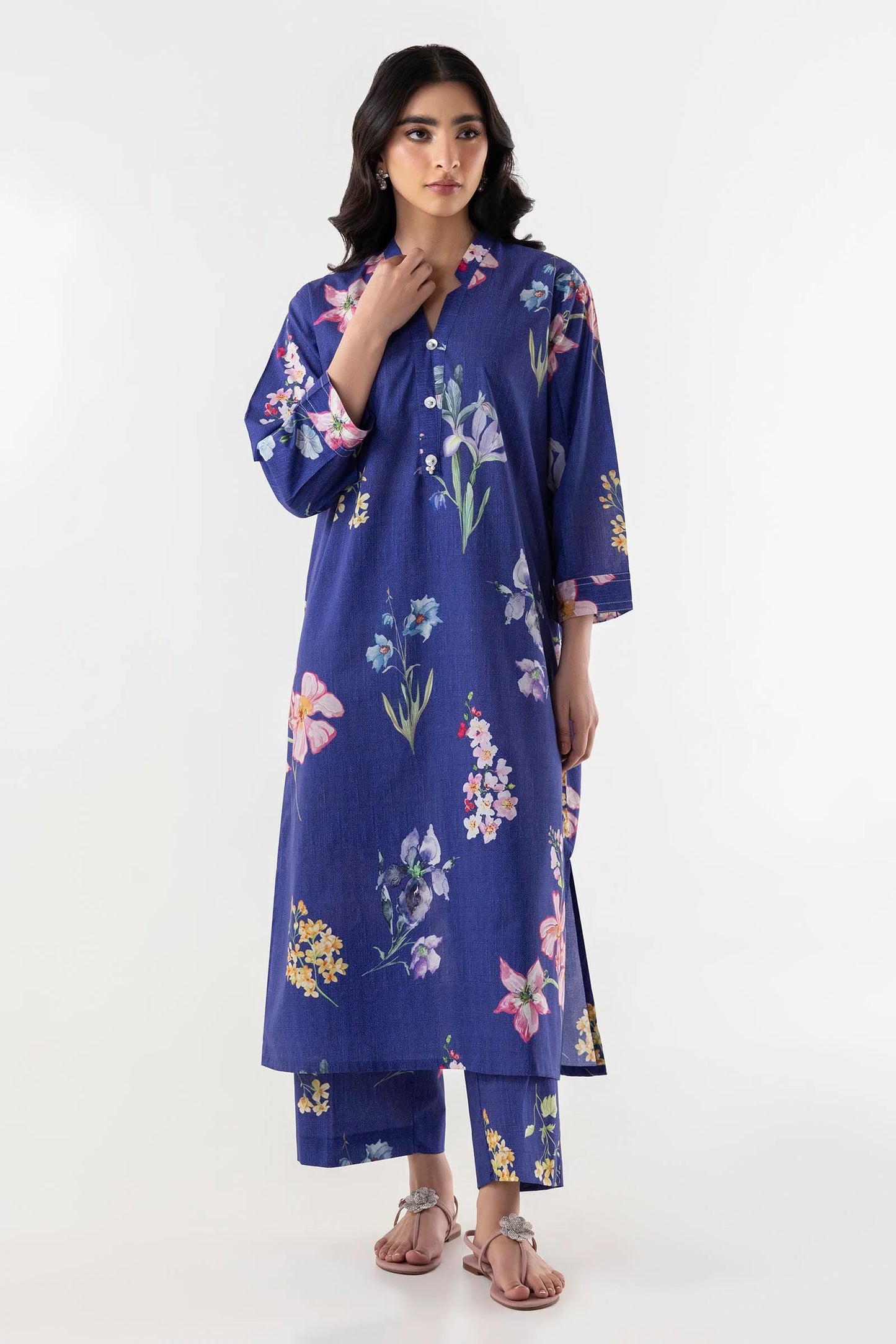 Sana Safinaz-  Printed Lawn Shirt + Culotte 2 Pc Suit