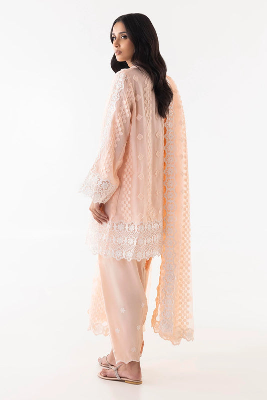 Sana Safinaz- Peach Embroidered Shirt + Shalwar + Dupatta